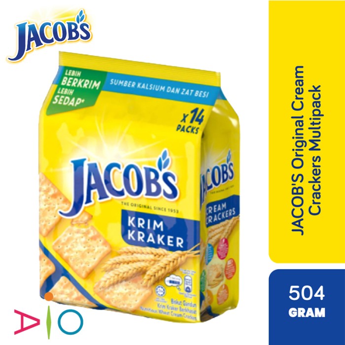

Biskuit Jacobs Cream Cracker 504G Multipack [ 14Pack X 4Pcs ]
