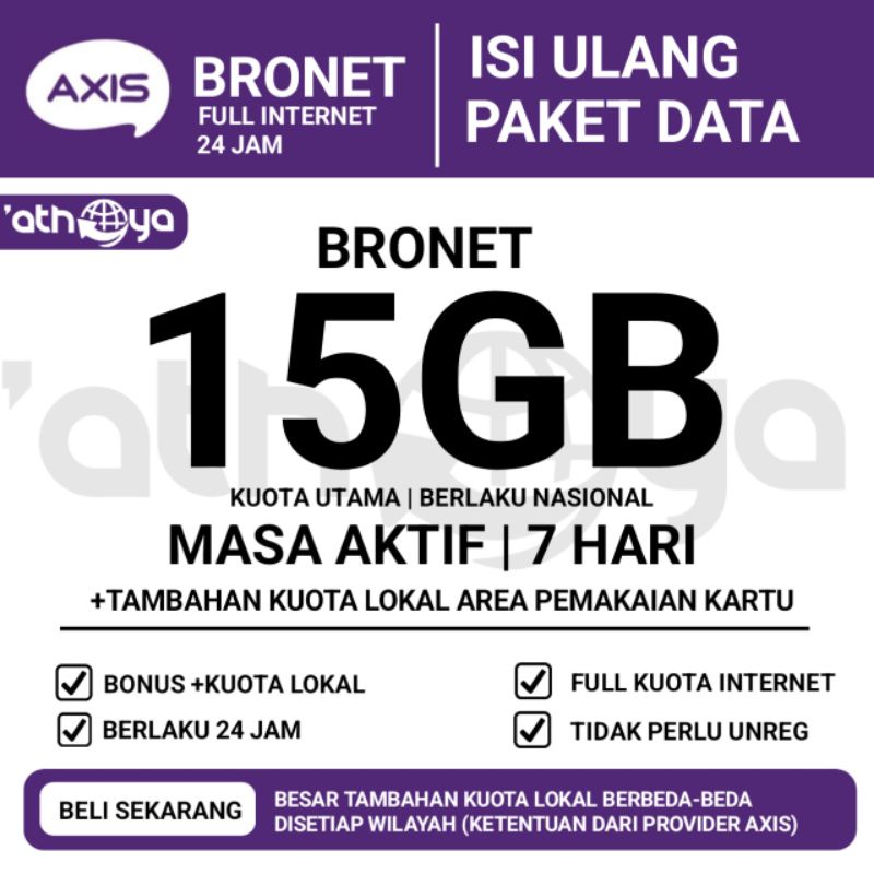 kuota axis 1GB 2GB 3GB 5GB 8GB 16GB 24GB 25GB 50GB MINI BRONET OWSEM