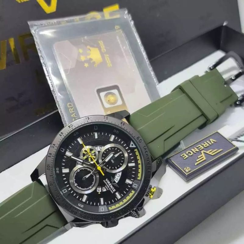 Jam Tangan pria Virence V337G//kaca anti gores//Tahan Air Original//Free Box
