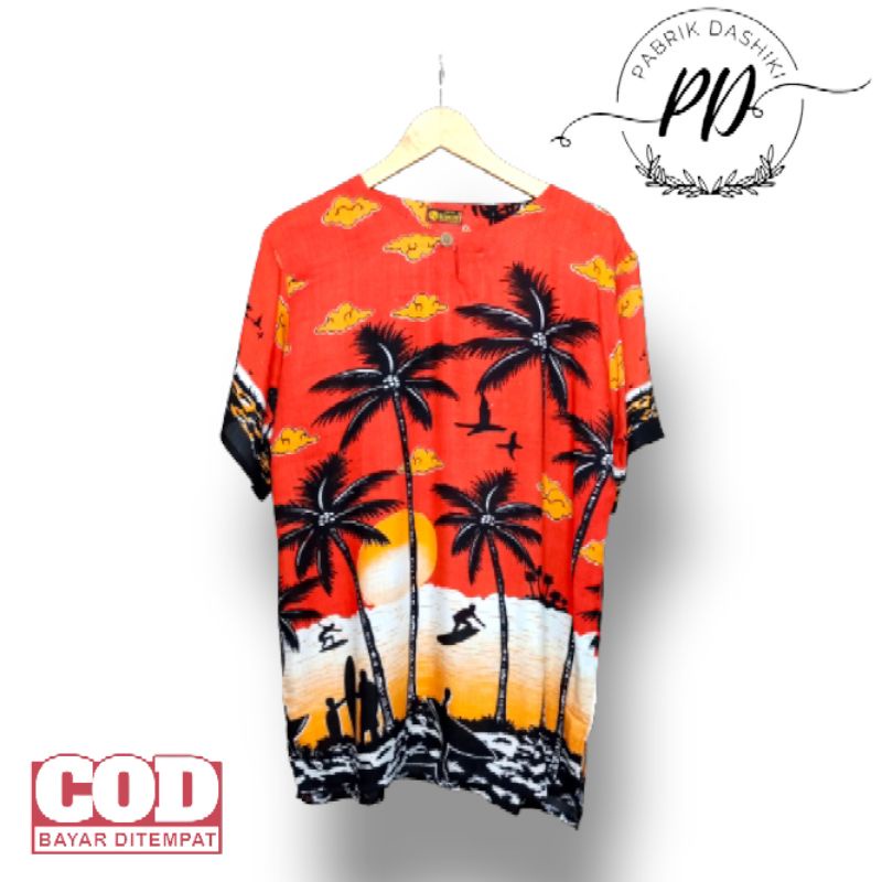 Baju pantai bali motif pantai awan/ baju pria wanita/ baju santai/ baju kaos pantai bali