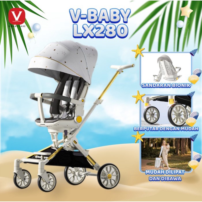 VBABY CARE Kereta Dorong Datar Berbaring Dua Arah Dilipat VBABY-LX280
