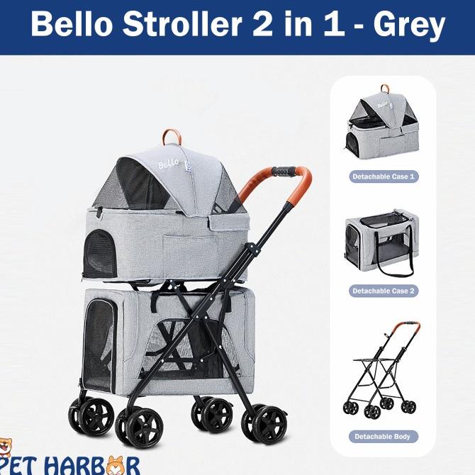 Terjangkau Pet Dog Cat Stroller |Kereta Dorong Troli Anjing Kucing Bello Tingkat