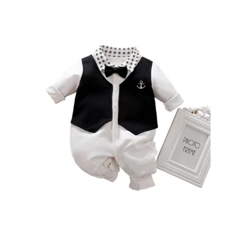 TAMPIL TRENDY DIBELI Jumper bayi lakilaki 0-24 bulan tuxedo jangkar putih / Baju bayi lengan panjang