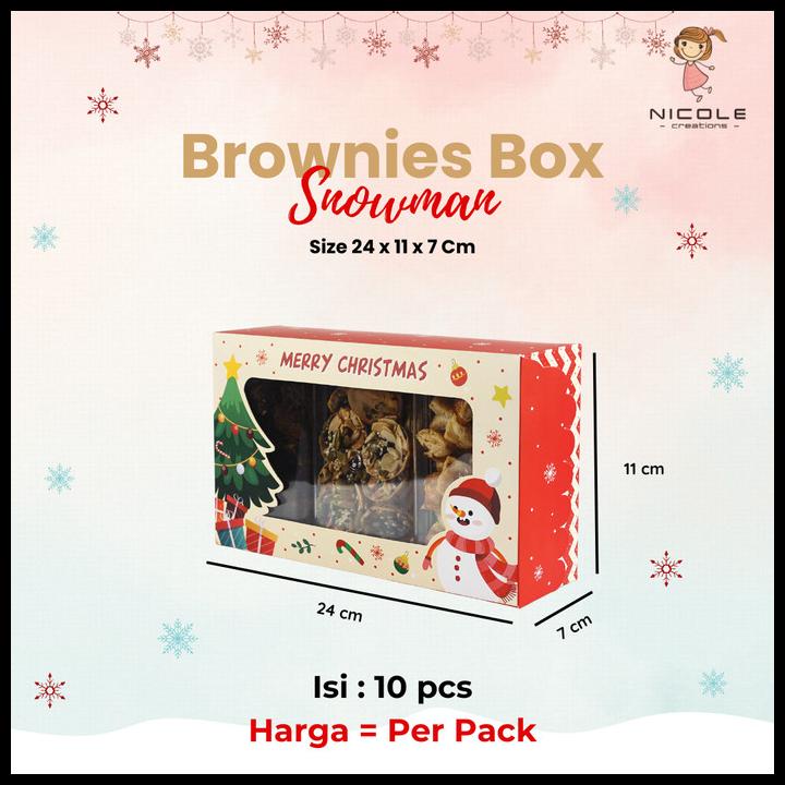 

BEST DEAL CAKE BOX BROWNIES BOX SNOWMAN / PACKAGING KUE / CAKE BOX CHRISTMAS !