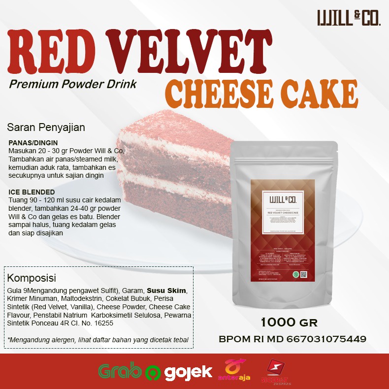 

Bubuk Numan Red Veet Cheese Cake Will&Co Powder 1Kg