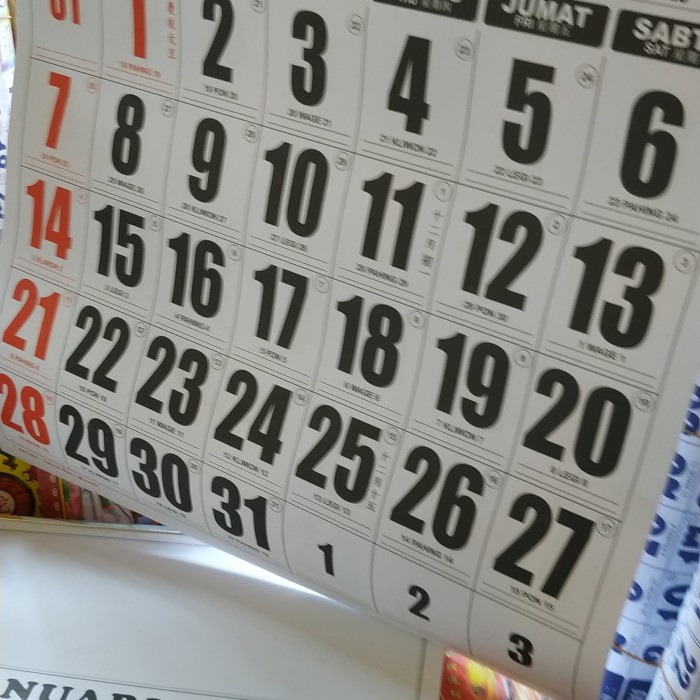 

Terlaris Kalender Bulanan Jumbo Ukuran 50 X 64,5Cm 12Lembar, Kalender Bulanan, Promo Terbaru