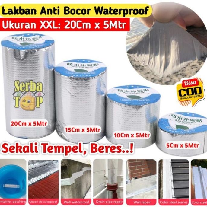 

:::::::] 20cm x 5mtr Lakban Anti Bocor waterproof alumunium tembok seng lem