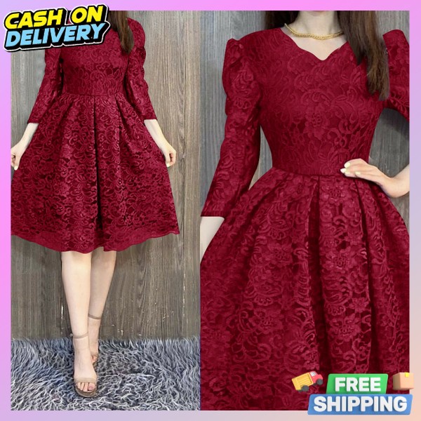 Drwes Perempuan Remaja Driss Wanita Dewasa Sragam Dress Kekinian Tebal Drish Natalan Pendek Drees Mo