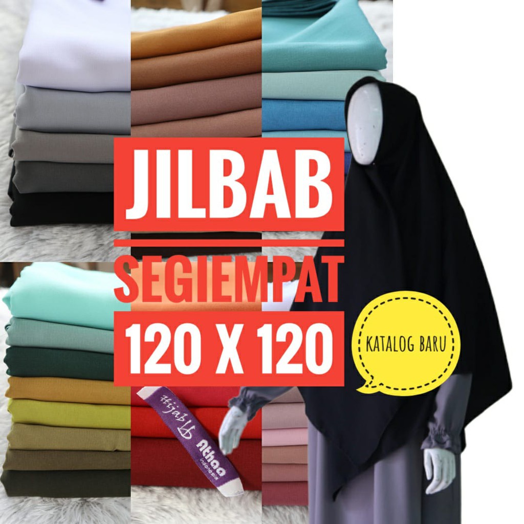 STYLISH HIJAB DAILY Jilbab Segiempat Wolfis / Khimar segi empat Wolfis Polos 120 x 120