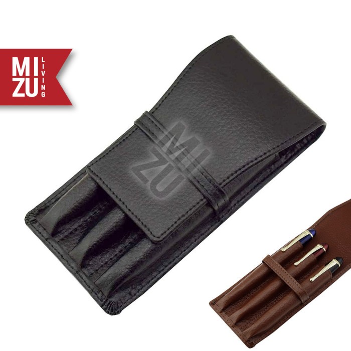 

MIZU SANPON Fountain Pen Case 2/3 Slots Vegan Leather Tempat Pensil