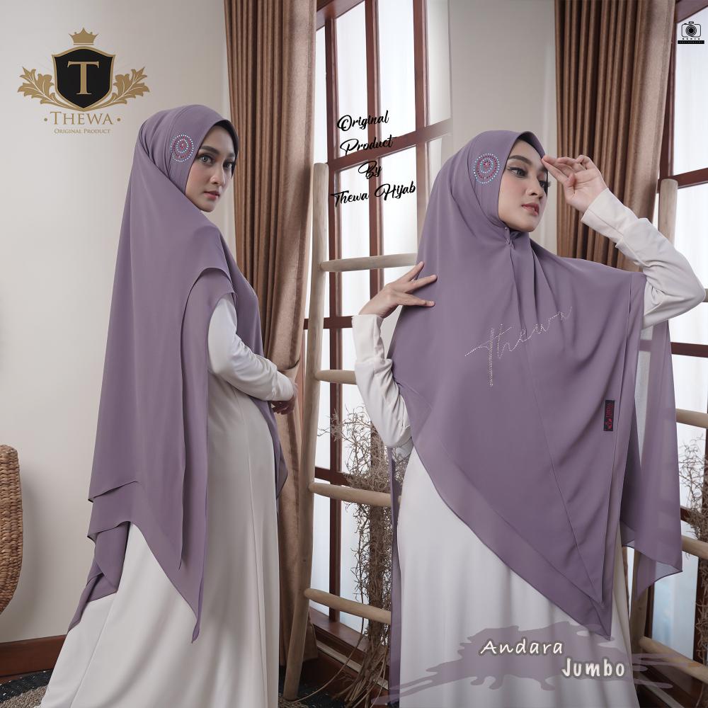 STYLISH HIJAB DAILY Kerudung/khimar/hijab ANDARA Jumbo Lancip BINTANG 2 layer ORIGINAL THEWA awww