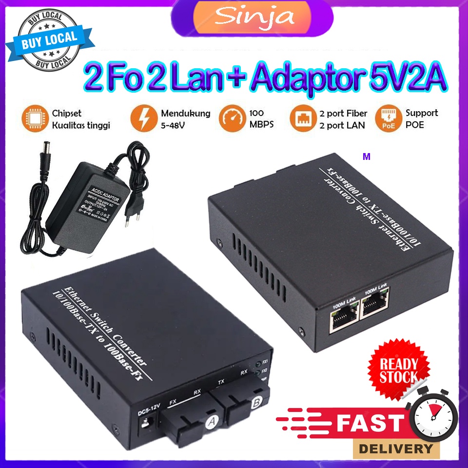 [POE] Media Converter 2Fo 2Lan Htb 2Fo 2Lan 10/100 Mbs 2f2e Media Converter 2 Fo Htb 2 fO Single Mod