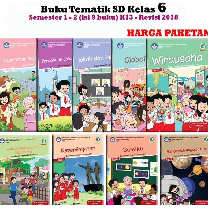 

SALE PAKET LENGKAP TEMATIK SD KELAS 6 SEMESTER 1-2 K13, REVISI 2018 Termurah
