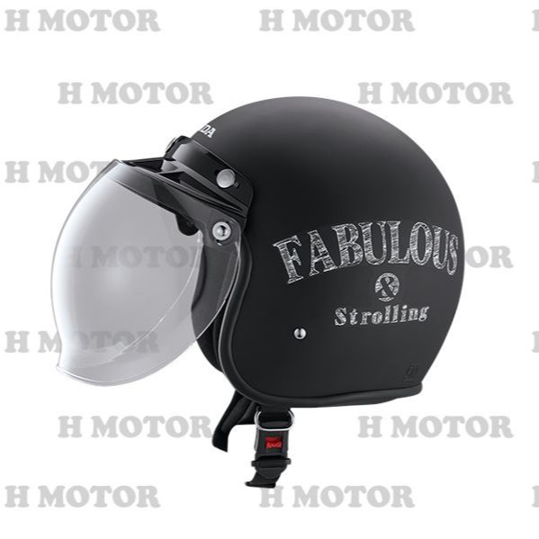 Honda ORI Fabulous Retro Classic Helm Helmet - HITAM BLACK