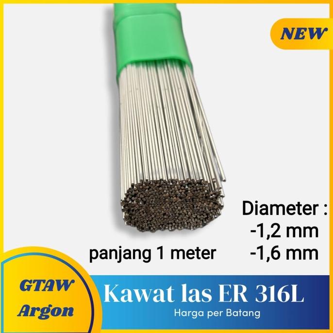 paling diminati] Kawat las argon ER316L, kawat las stainless 316 (harga per batang)