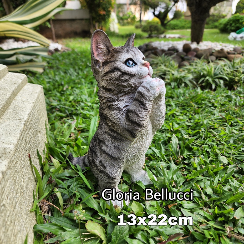 Patung Pajangan Niatur Kucing Berdiri Anggora Persia Besar Dekorasi Kebun Rumah