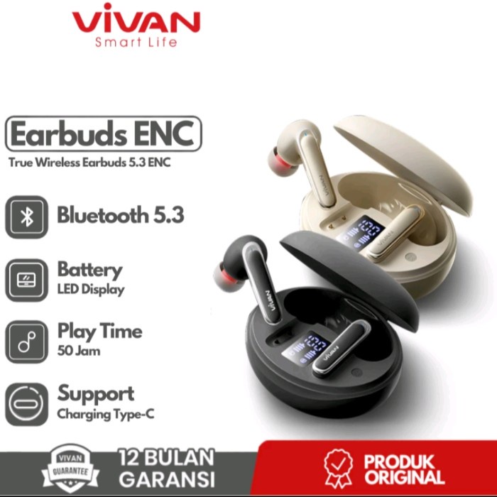 +++++] HEADSET BLUETOOTH VIVAN T330 EARBUDS TWS VIVAN T330 EARBUDS