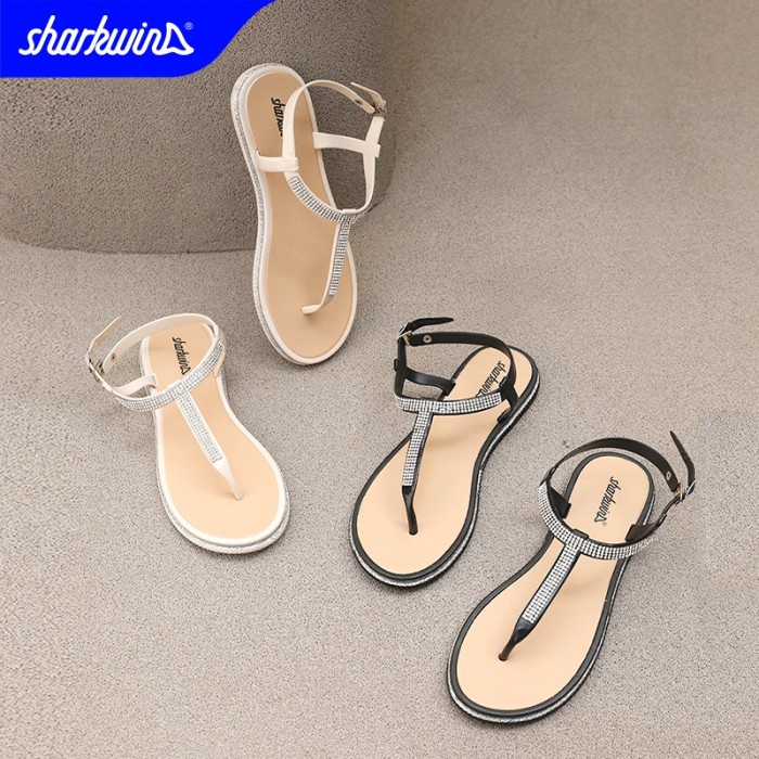 best produk] SHARKWIN SANDAL JEPIT WANITA STRAP BERLIAN FLIP FLOPS SLIPPERS SF21001