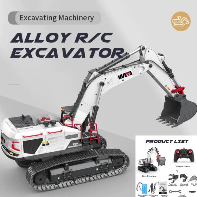 Huina 1594 Excavator Alloy 1/14 Drill Grabber RC Alat Berat RTR