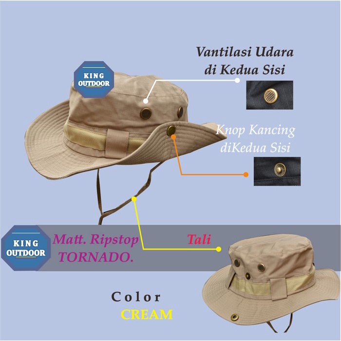 TOPI RIMBA PRIA WARNA CREAM - TOPI KOBOY PRIA POLOS MURAH PREMIUM/TOPI