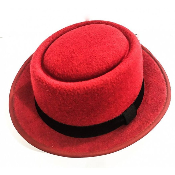 HOUSEOFCUFF TOPI FEDORA HAT PORK PIE HAT MAROON