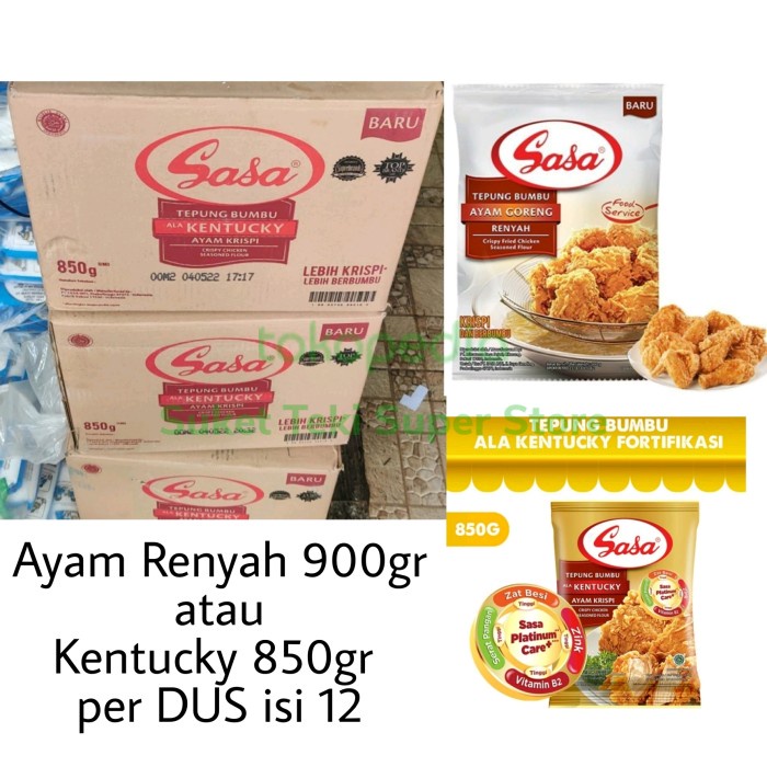 

Promo!! Sasa Tepung Ayam Goreng Renyah 900 gr / Kentucky 850 gr per DUS isi 12