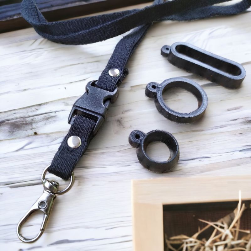 

LANDEZ - Lanyard 1cm Stoper Gantungan ID Card Free 3 Oring Pods