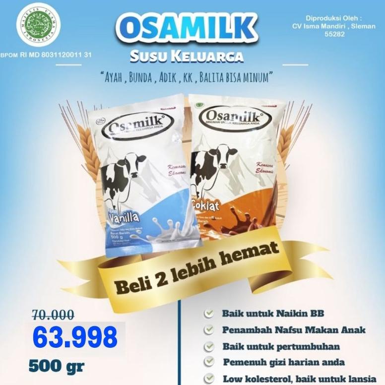 

New - OSAMILK SUSU BUBUK OSAMILK COKLAT OSAMILK VANILLA .,