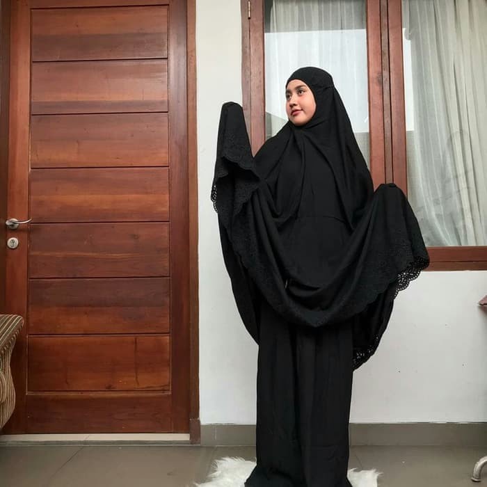 [Original] Mukena Jumbo Rayon Siti Khadijah Hitam Berkualitas