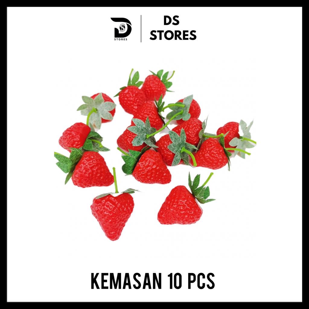 Strawberry Palsu Kemasan 10 Pcs / Strawberry Plastik / Strawberry Artificial Properti Foto Dekorasi 