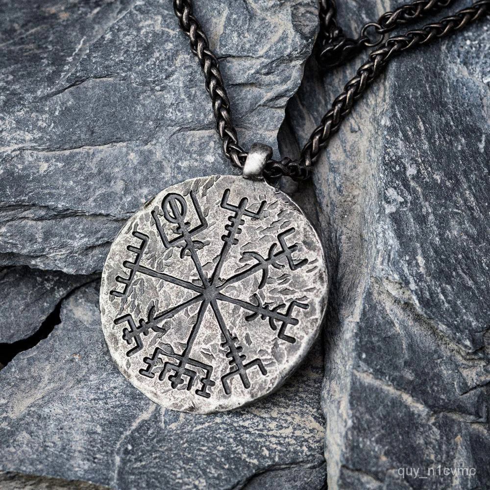 Kalung Liontin Antik Nordic Odin Viking Kompas Vegvisir Kalung Liontin Hiop Odin Vegvisir Rune Kalun