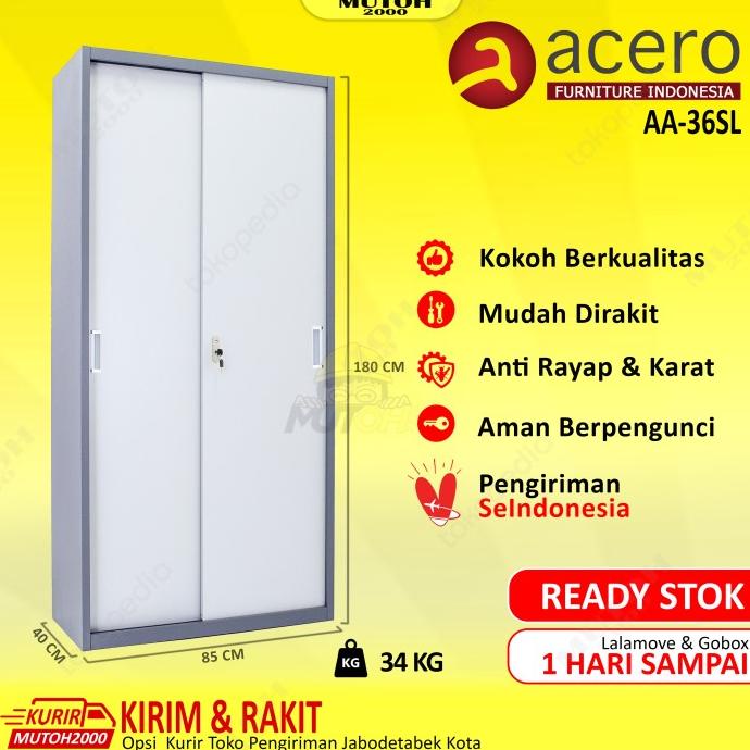 

[ Megaelektro99 ] Acero Aa-36Sl Lemari Arsip Besi Pintu Sliding Plat Original