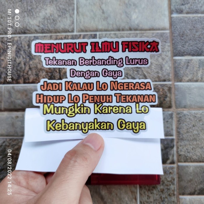 

Terlaris - Stiker Kata Quote Lucu Ilmu Fisika Tekanan Gaya Humor Vinyl Motor HP