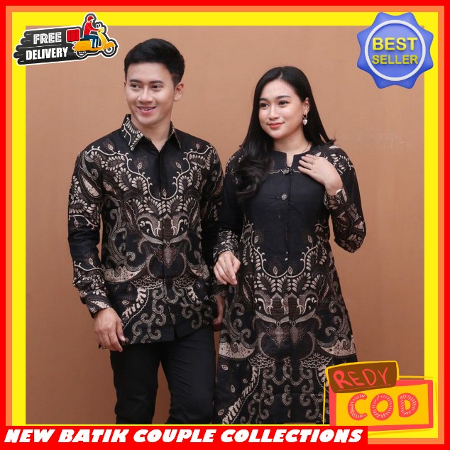 Pakaian Sepasang Pasangan Set Wanita Laki-Laki Atasan Batij Cowok Cewek Pesta Batik Couple Keluarga 
