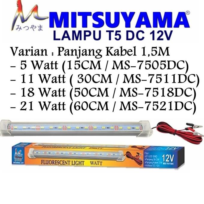 Lampu Neon Aki Tl Dc 12V T5 Bohlam Mitsuyama Smd Led Putih Berkualitas