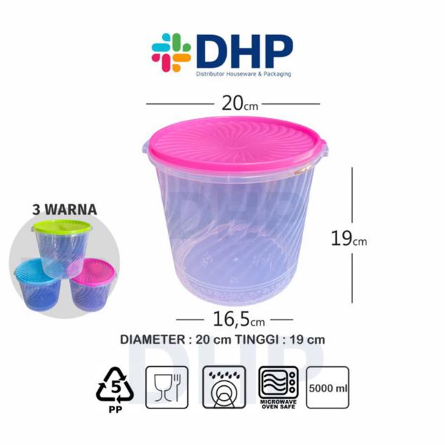 Dnak*213 Toples Sealware 5 Liter (D=20Cm) Plastik Besar Tempat Kerupuk Peyek