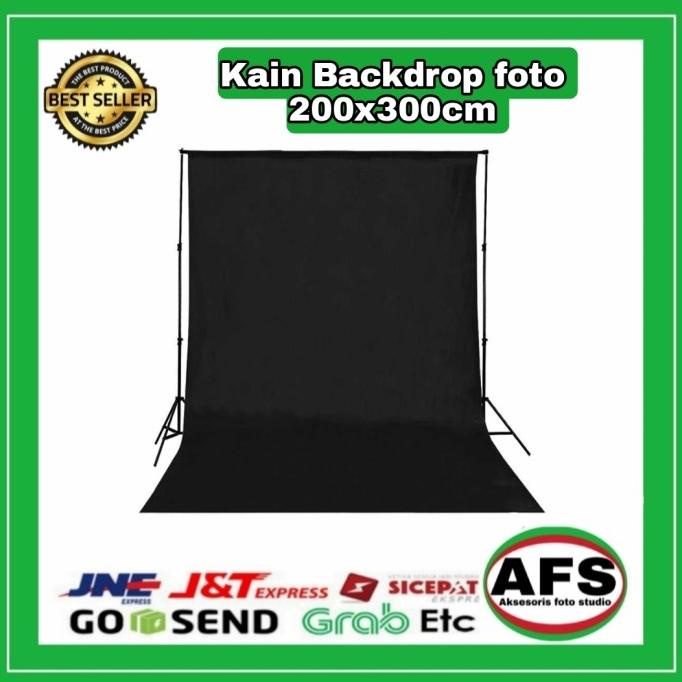 Background foto kain 200 x 300 cm warna hitam foto studio
