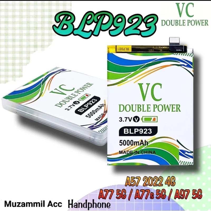 Baterai Tanam Doubel Power VC Oppo A77S A57 2022 A97 5G Batte Oppo BLP923 Asli Doubel Power