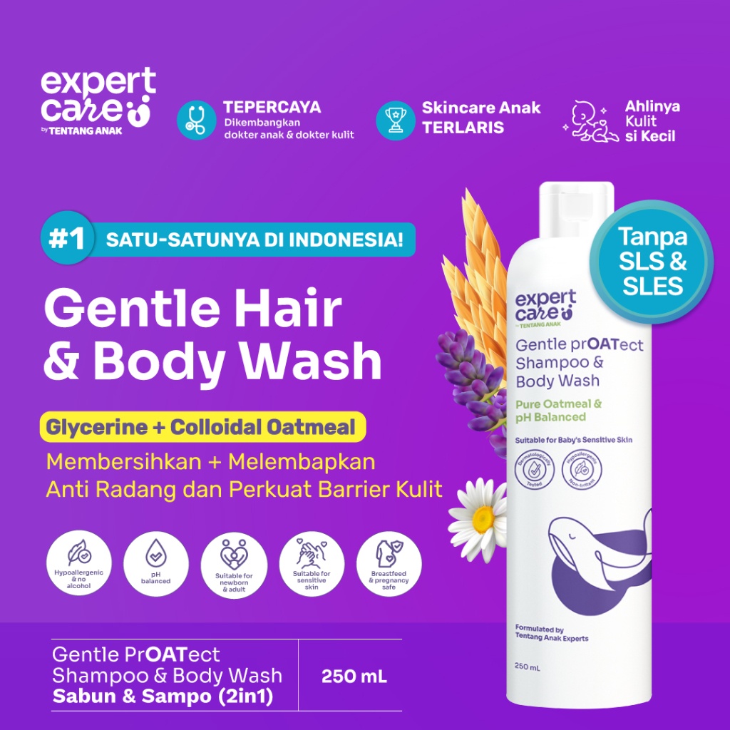 Cod !! Expert Care 2In1 Wash With Colloidal Oatmeal L Sabun Sampo Bayi Anak Kulit Sensitif 250Ml