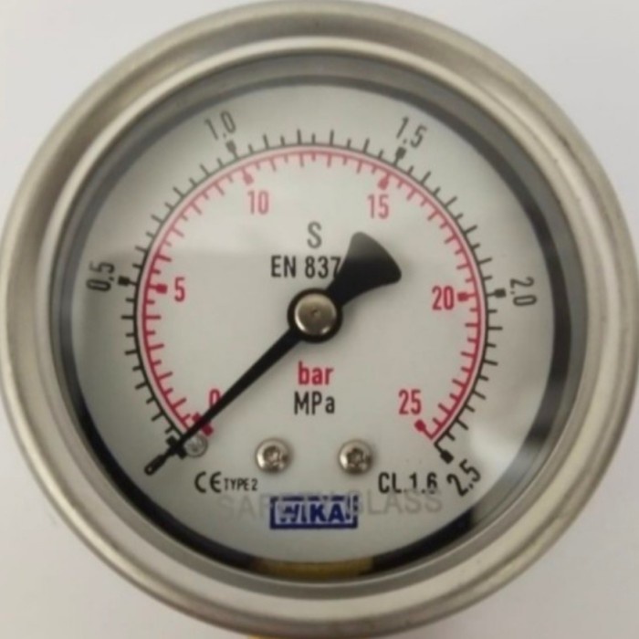[Ori] Wika Pressure Gauge 25 Inch Range 0-25 Bar 1/4 Npt Ss Terbaru