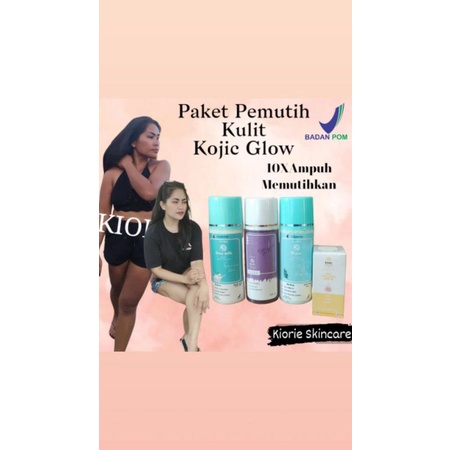 PAKET GLOWING SELURUH BADAN KOJIE GLOW KIORIE /HB ANGGUR BPOM/TONER UNGU