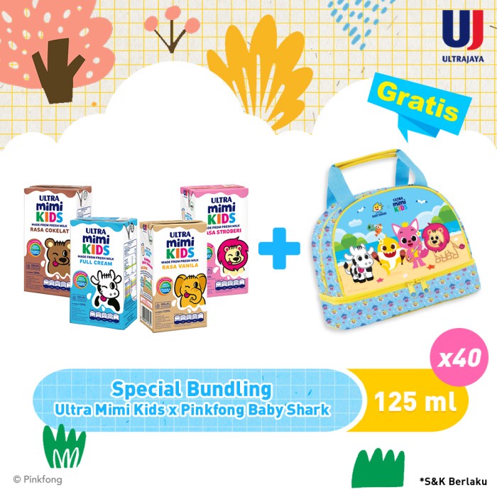 

Ultra Mimi 125 Ml Paket Isi 40 Pcs Free Lunch Bag Baby Shark