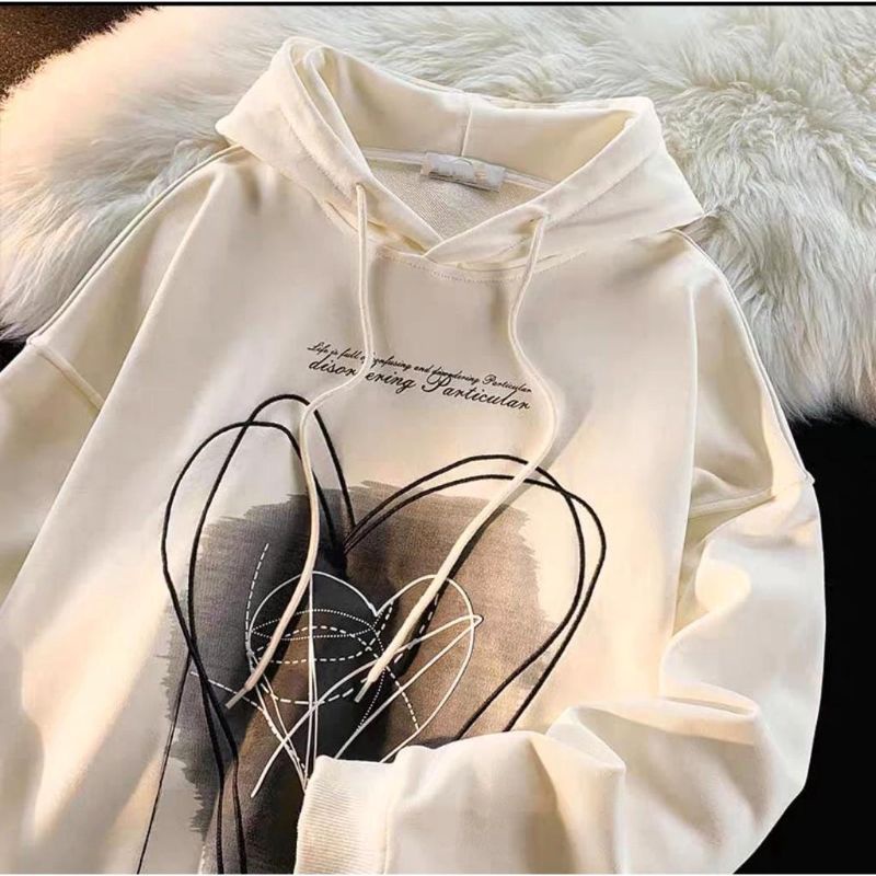 SWEATER HOODLE Wanita Jumper Disorder Love Fashion Wanita