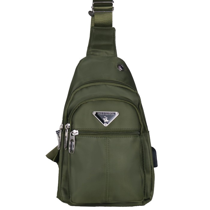 tas selempang pria Tas Selempang Dada Pria Sling bag Import Tas Polo Original USB Port - Hijau(N0X5)
