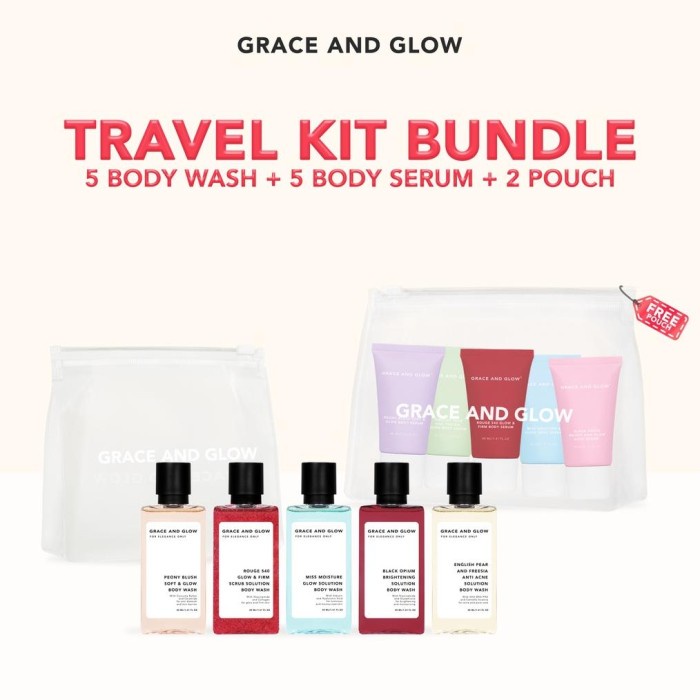 Terbaru [Bundle Travel Size Kit] Grace And Glow Travel Size Kiit Body Wash + Promo Terlaris
