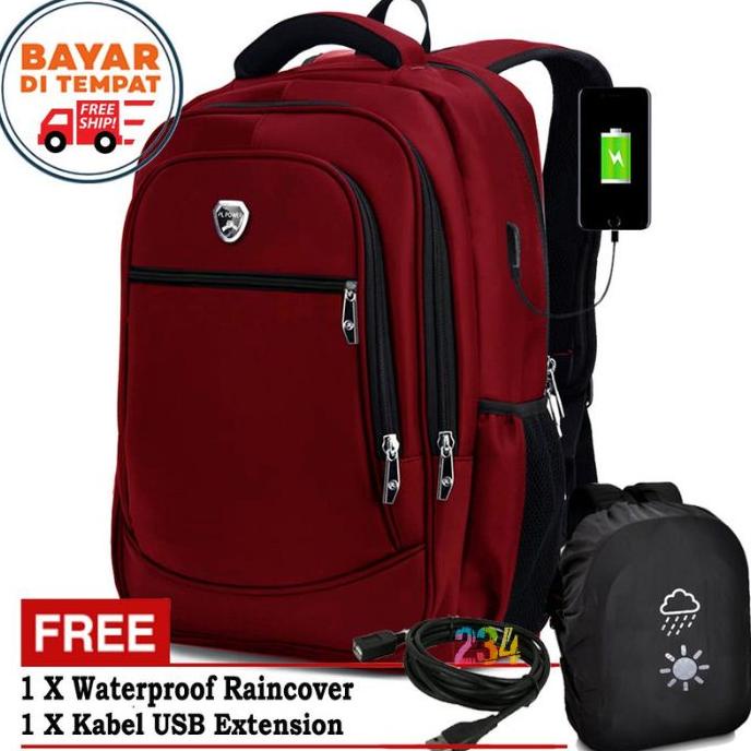 Promo Akhir Tahun Tas Ransel Polo Import Original Tass Backpack Pria Pollo Sekolah + Bag Cover - Taa