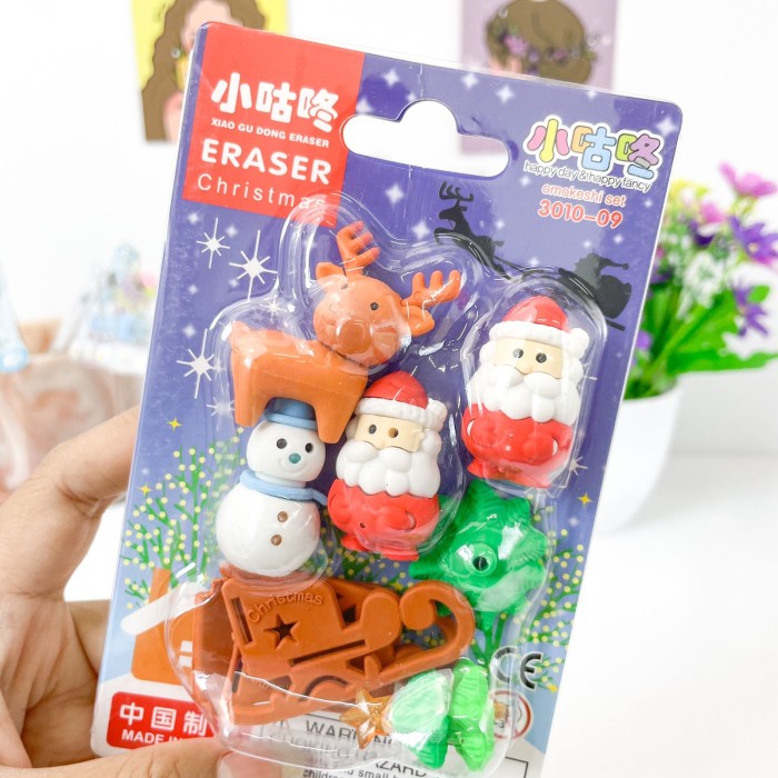 

Penghapus Natal I SET ISI 6 PCS snowman santa claus eraser christmas Limited Stock