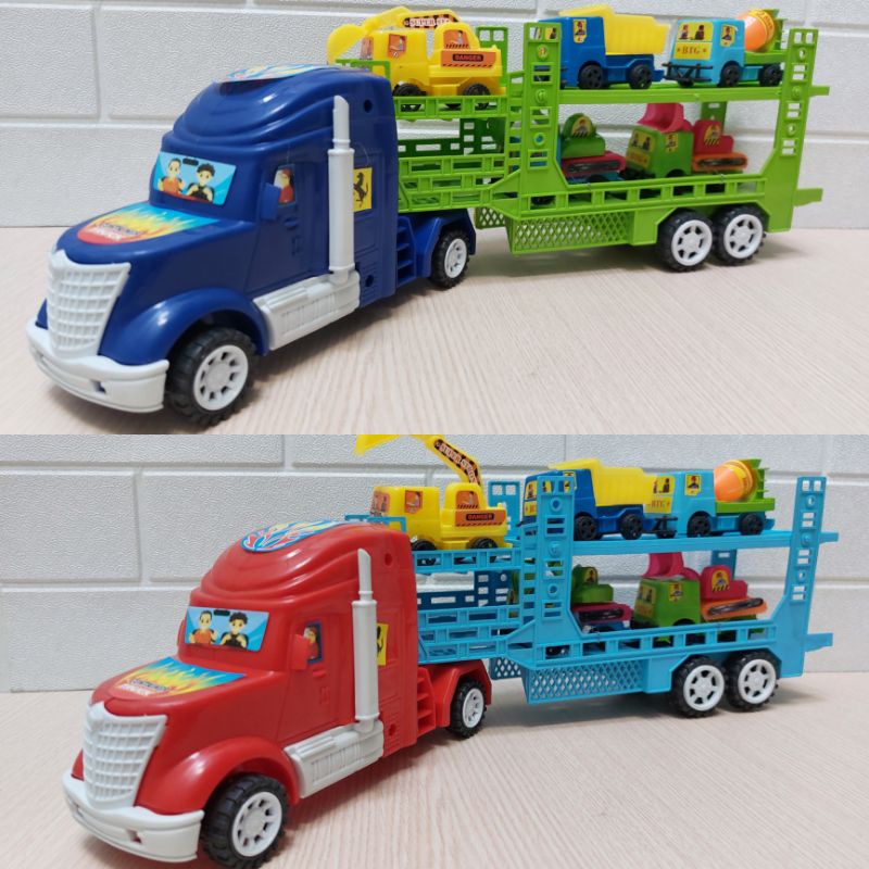 MAINAN TRUK KONTAINER MUATAN ALAT BERAT