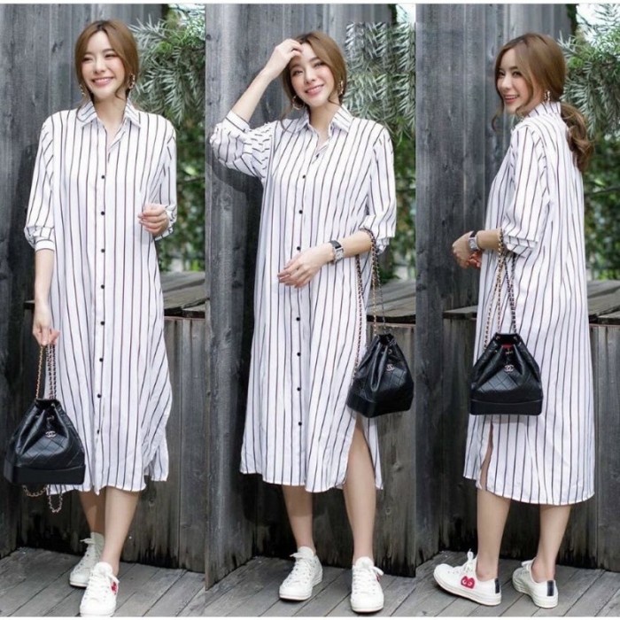 Long Tunik Salur / Tunik Motif Salur /Tunik Panjang Busui / K 013350