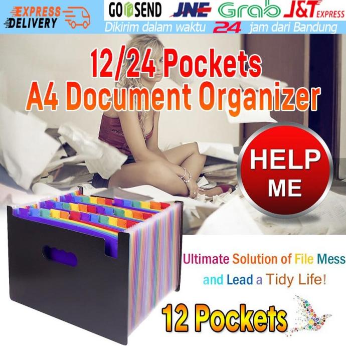 

TERLARIS 24 Map Dokumen Harmonika A4 Folio Warna folder Expanding File sekat